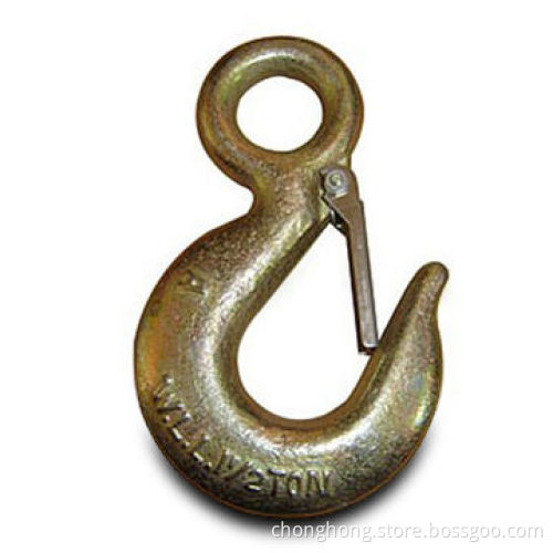 Eye Hook with Latches and 1/4 to 3/4-inch Size, Made of Carbon Steel, Alloy Steel or Stainless Steel